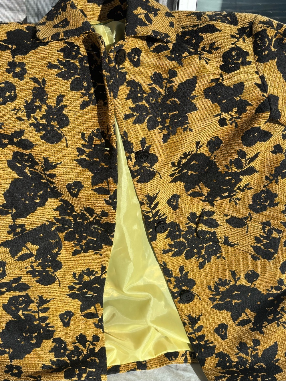 United Colors Of Benetton Mustard and Black Floral Jacket
